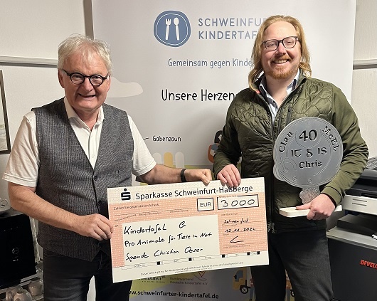 Christian Oeser feierte seinen 40. Geburtstag – und spendete nun die gesammelten 3000 Euro