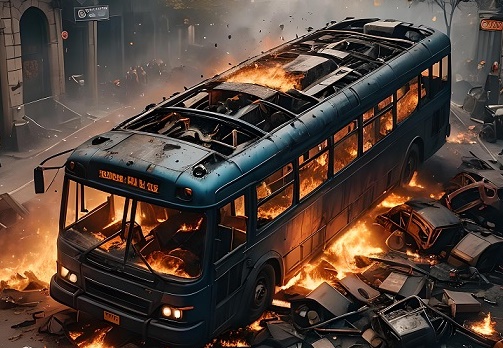Schulbus komplett ausgebrannt: Technischer Defekt im Motorraum als Ursache, keine Personen verletzt