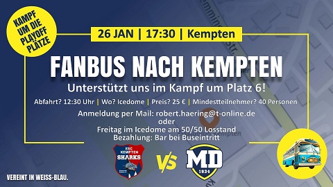 Vorrunde endet: Schweinfurt hofft auf die Play-Offs, Fans fahren im Bus nach Kempten