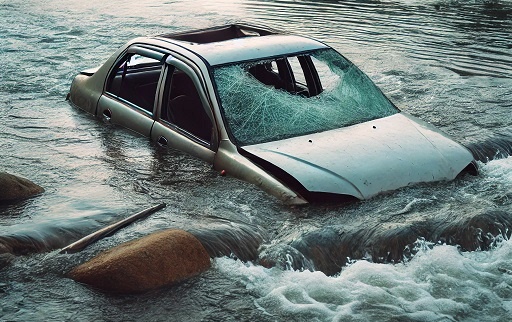 Ungesicherter PKW rollt in den Main: Der Audi wurde kurzzeitig zum „Meefisch“
