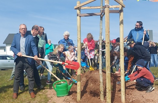 Schattenspender und CO2-Speicher: Landkreis Bad Kissingen pflanzt Bäume auf einem Spielplatz