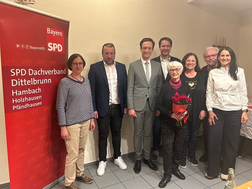 SPD Dachverband Dittelbrunn: Reger Info- und Meinungsaustausch auf der Mitgliederversammlung und eine Ehrung von Ruth Sztukowski