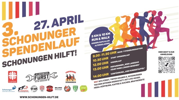 Schonungen hilft: Großer Spendenlauf mit diversen weiteren Aktionen am Sonntag