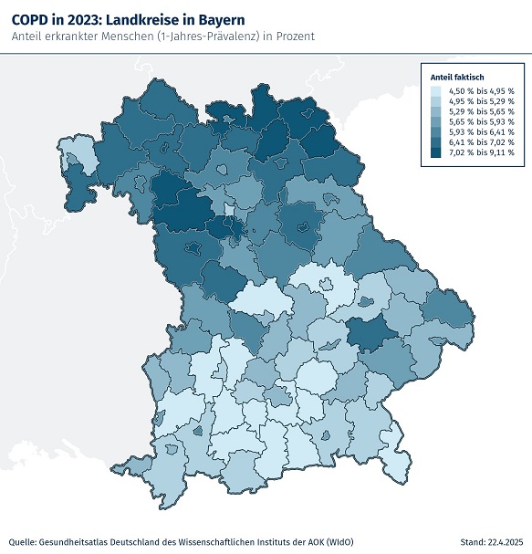 Rückgang bei Lungenkrankheit COPD auch in Schweinfurt: Das zeigt der AOK-Gesundheitsatlas Deutschland