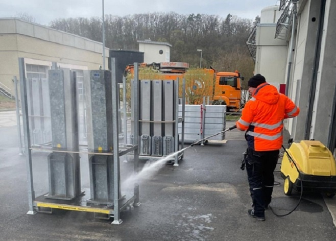 Das Hochwasserschutzsystem in Bad Kissingen wird für den Sommerbetrieb zurückgebaut