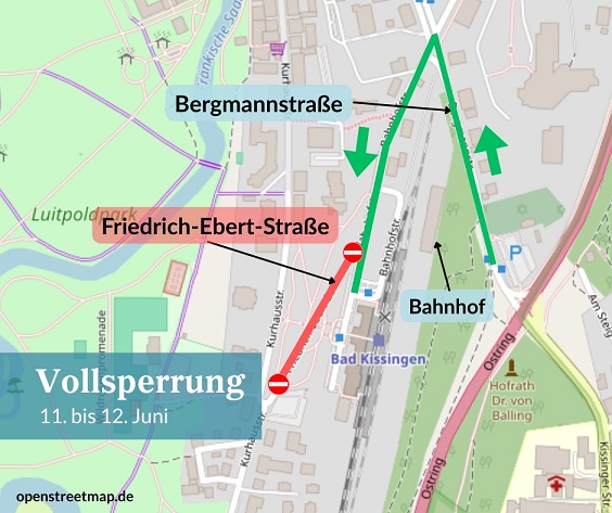 Bauarbeiten in der Friedrich-Ebert-Straße: Zufahrt zum Bahnhof zwei Tage lang nur über die Bergmannstraße