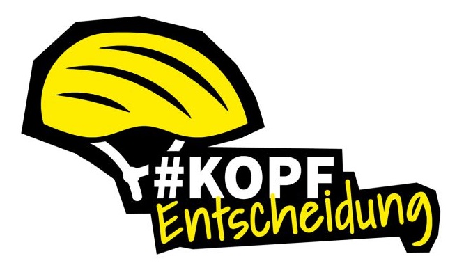 Zwei Radfahrer gestürzt: Fahrradhelm verhindert Schlimmeres, Hinweise auf die Kampagne #Kopfentscheidung