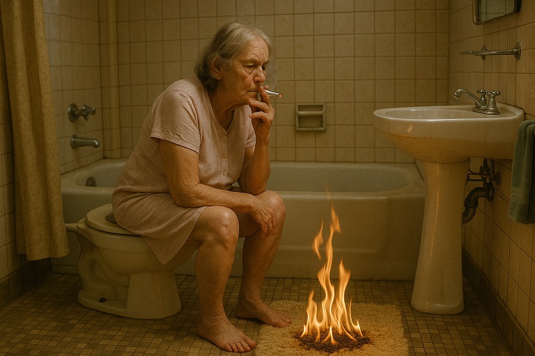 Im Badezimmer geraucht, eingeschlafen, Badteppich in Brand gesetzt und vom Nachbarn geweckt