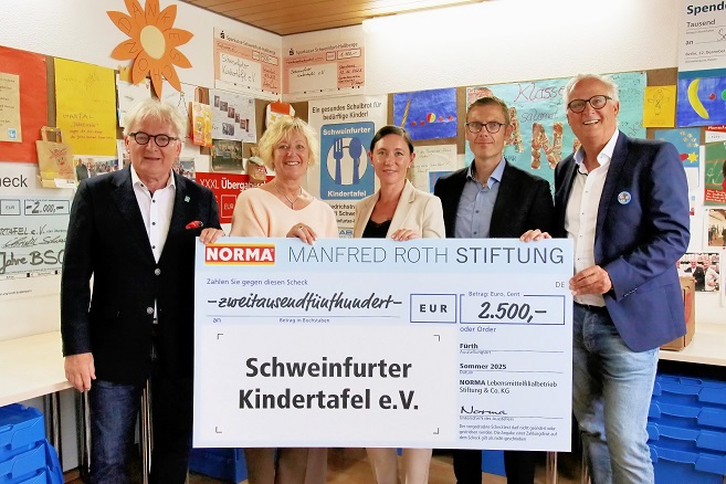 Engagement in der Region: Die Manfred Roth Stiftung unterstützt die Schweinfurter Kindertafel mit 2.500 Euro