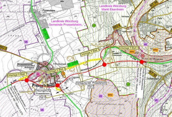 Planfeststellungsbeschluss: Baurecht für den Neubau der Ortsumgehung Prosselsheim und der Verlegung östlich