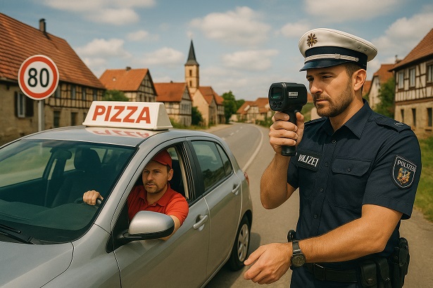 Pizza-Lieferant fährt mit 80 km/h durch Marktsteft und überholt ein ziviles Polizeiauto