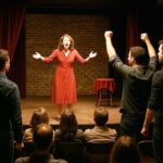 Ungebetene Theatergäste schreien erst herum, wackeln am Vorhang und flüchten dann