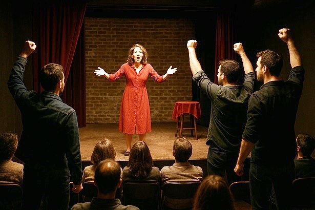 Ungebetene Theatergäste schreien erst herum, wackeln am Vorhang und flüchten dann