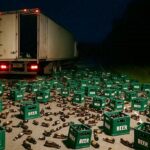 LKW verliert seine Ladung – und deshalb stürzen mehr als 100 Bierkästen auf die Landstraße