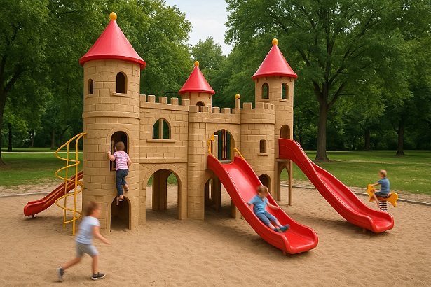 Neue Burgspielanlage im Châteaudun-Park: Sperrung des Spielplatzes am Theater für über einen Monat