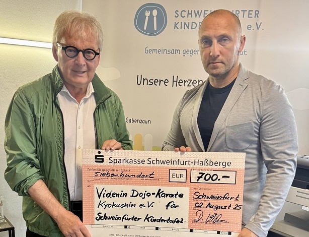 Videnin Dojo unterstützt Schweinfurter Kindertafel e.V. mit Tombola-Spende