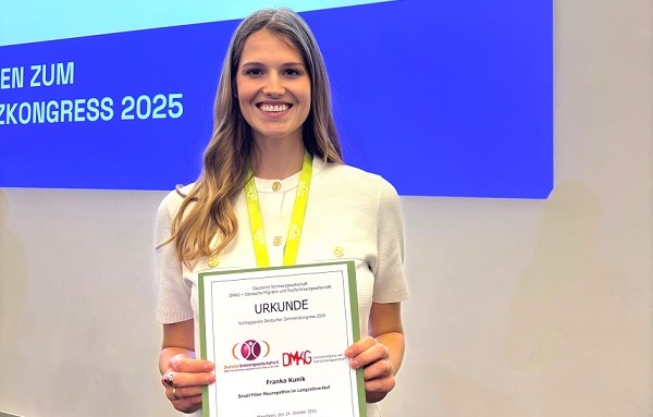 Doktorandin Franka Kunik vom Uniklinikum Würzburg erhält beim Deutschen Schmerzkongress den Vortragspreis „Top Young Science“