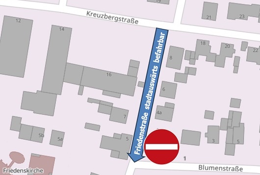 Neue Regelung: Ab sofort wird die Fahrtrichtung der Friedenstraße gedreht