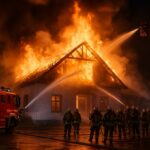 Großeinsatz der Feuerwehr, die Kriminalpolizei ermittelt: Dachgeschoss eines unbewohnten Einfamilienhauses in Grettstadt stand in Flammen