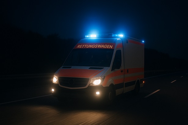 Unfall aufgrund nicht angepasster Geschwindigkeit: Eine Person schwer verletzt, Polizei und Rettungskräfte vor Ort