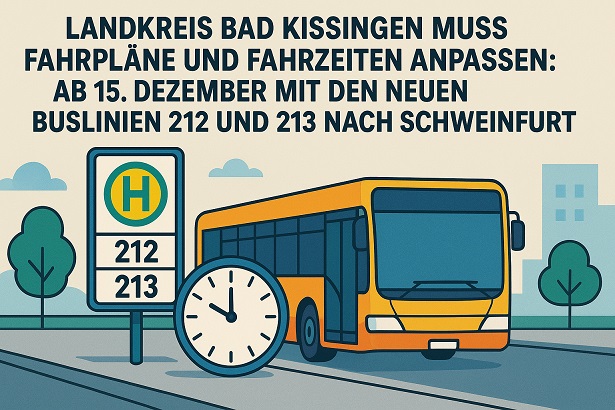 Landkreis Bad Kissingen muss Fahrpläne und Fahrzeiten anpassen: Ab 15. Dezember mit den neuen Buslinien 212 und 213 nach Schweinfurt