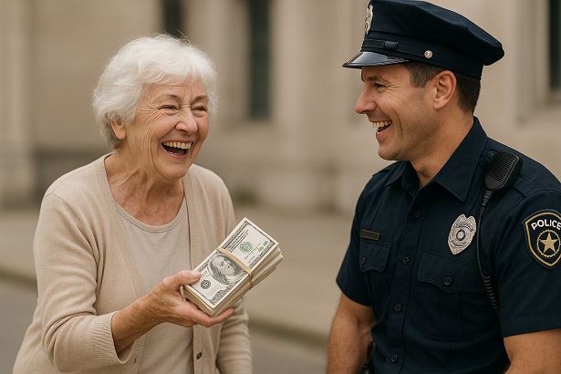 Nach einem Callcenterbetrug übergibt eine ältere Dame Bargeld in fünfstelliger Höhe an einen falschen Polizeibeamten