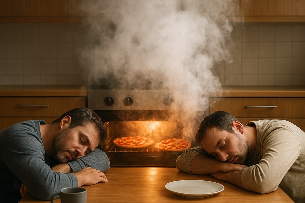 Anwohnerin rettet wohl Leben, obwohl die alte Regel doch lautet: Schiebe Dir nie eine Pizza in den Ofen und schlafe dann ein!