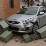 Mutmaßlich medizinische Ursache: 78-Jähriger kollidiert in seinem Hyundai mit mehreren Verteilerkästen