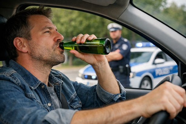 So ein Sauhund: Während Kontrollaktion der Obernburger Polizei trinkt ein 38-jähriger Pkw-Fahrer aus der Bierflasche