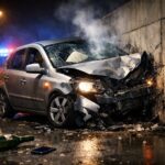 39-Jährige fährt nachts alleinbeteiligt und mit rund zwei Promille am Steuer gegen eine Betonmauer