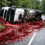 Umgekippter und mit 26.000 Litern Blutwasser beladener Lkw sorgt für eine Vollsperrung und langwierige Bergungsarbeiten