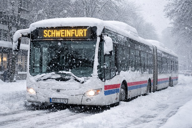 SCHNEECHAOS: Die Stadtwerke Schweinfurt haben schon frühmorgens den Busbetrieb komplett eingestellt