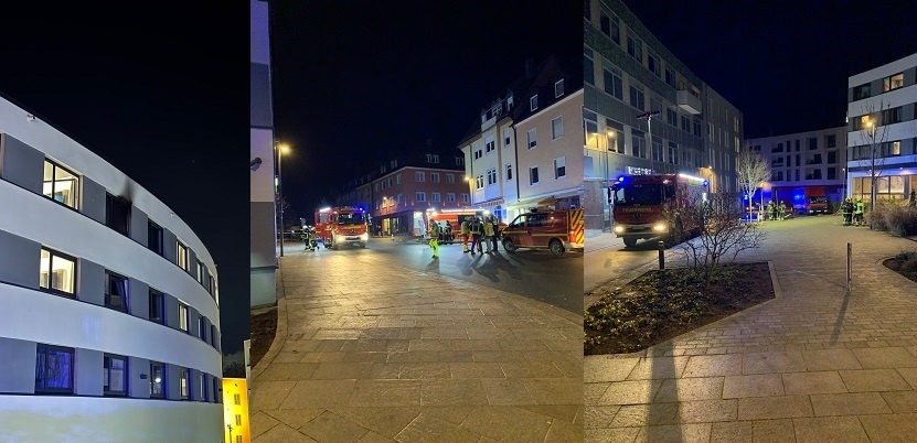 Eine Person über Drehleiter gerettet: Feuer in einem Schweinfurter Hotel löst Großeinsatz aus