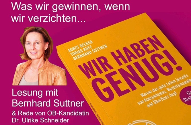 Weniger ist mehr! ÖDP-Veranstaltung mit Bernhard Suttner und OB-Kandidatin Dr. Ulrike Schneider im Kolping-Hotel