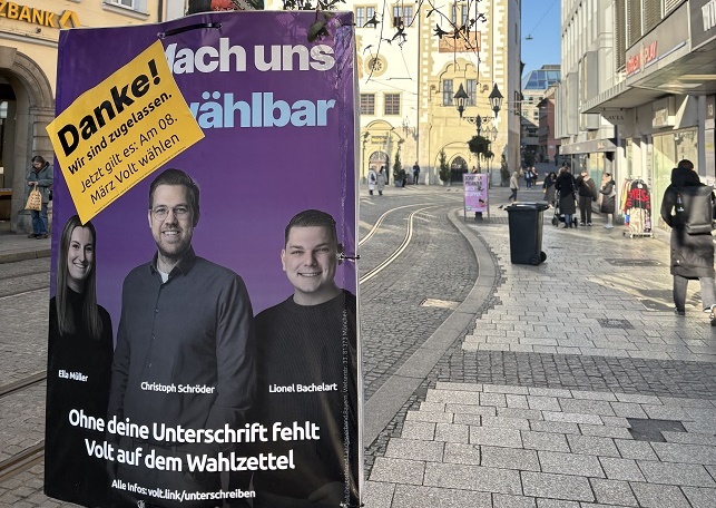 Hürde genommen, zur Stadtratswahl zugelassen: Volt tritt nach knapp 450 gesammelten Unterschriften erstmals zur Kommunalwahl in Würzburg an