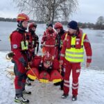 Rettungsübung der Kreis-Wasserwacht Schweinfurt und Warnung vor dem Betreten von Eisflächen