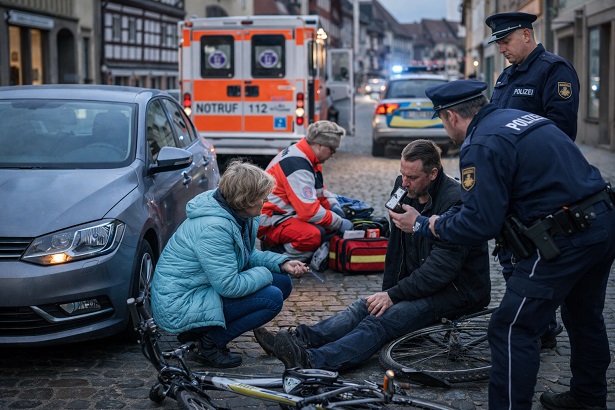 Mit 1,6 Promille mehr als hellblau: Deutlich alkoholisierter Fahrradfahrer fährt auf Pkw auf