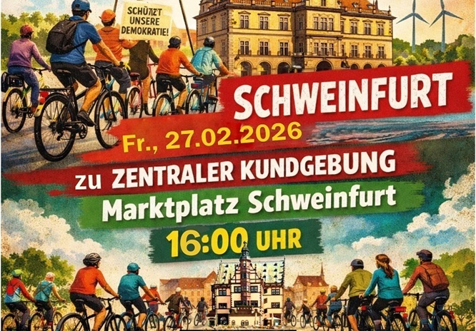 Klimabündnis Schweinfurt setzt Zeichen: Mahnwache für Klima und Demokratie mit Fahrradsternfahrt