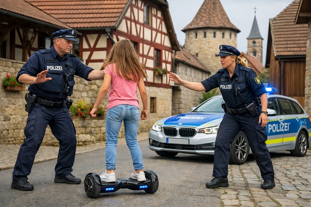 Ermittlungen gegen die Mutter: Beamte schreiten rechtzeitig ein und stoppen in Ostheim bei Hofheim ein Mädchen auf einem Hoverboard