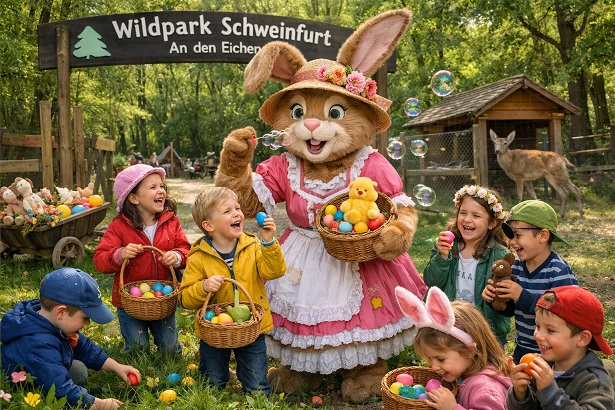 Ostereiersuche im Wildpark: Mit Hasenfrau Helene allerlei lustige Sachen erleben