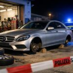 Diebstahl vom Firmenhof einer Kitzinger Werkstatt: Wer hat von einem Mercedes alle vier Reifen abmontiert und entwendet?