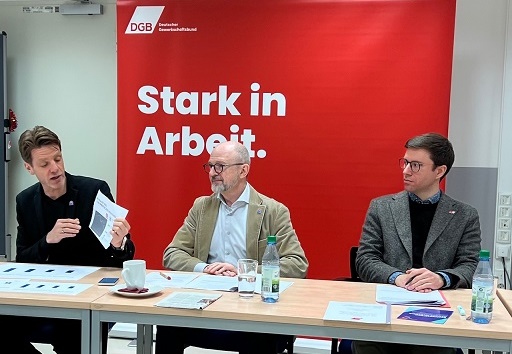 Pressekonferenz unter kritischen Rahmenbedingungen: Der DGB will soziale Sicherheit stärken und Arbeitsplätze sichern