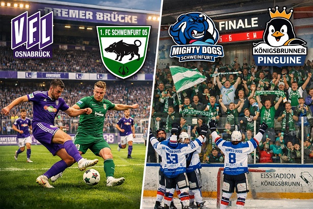 Schnüdel und Mighty Dogs auf kultigen Reisen: Der sportliche Highlight-Samstag für die Schweinfurter Eishockey- und Fußball-Fans