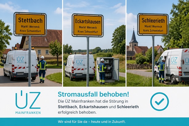 Kabelfehler an einem Abgangmast: Stromausfall in Stettbach, Eckartshausen und Schleerieth