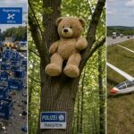 Kuriose Polizeimeldungen: Hunderte Bierkästen auf der Autobahn, drei notlandende Segelflieger daneben – und ein Riesenteddy auf dem Baum