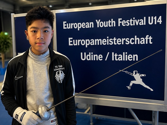 Riesenerfolg für Daniel Zhang: Degenfechter der TG Schweinfurt wird Zehnter bei der Europameisterschaft der U14