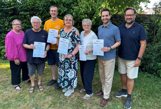CSU Gochsheim/Weyer ehrt langjährige Mitglieder und lässt den Abend bei einem gemeinsamen Grillstammtisch in geselliger Runde ausklingen
