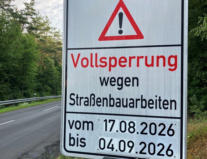 Die Kreisstraße NES 51 zwischen Windshausen und Schmalwasser ist für rund drei Wochen gesperrt