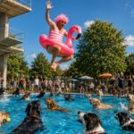 Zum Saisonende: Hundeschwimmen und Arschbombenwettbewerb für Zweibeiner im Freibad Lohr