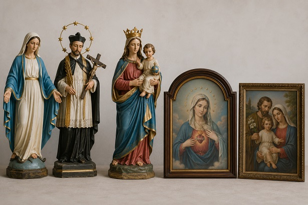 Unbekannte entwenden Marienfigur, Statue des Heiligen Johannes Nepomuk, Muttergottesstatue mit Jesuskind, Muttergottesbild und eine Darstellung der Heiligen Familie